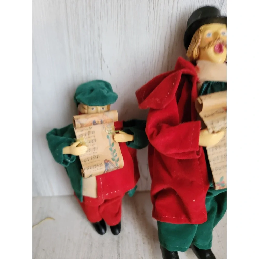 Caroler Victorian father son vintage Xmas unique home decor set figure